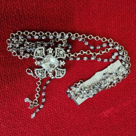 Luxe Crystal Pendant Necklace With Rhinestone Chain & Adjustable Length - Picture 14 of 15